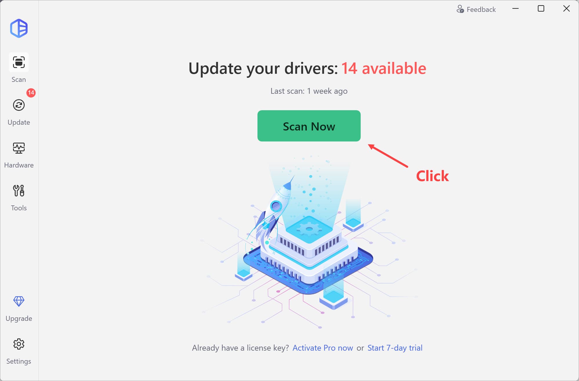 Giao diện Driver Easy và nút Scan Now