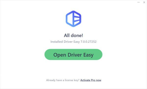Màn hình hoàn tất cài Driver Easy