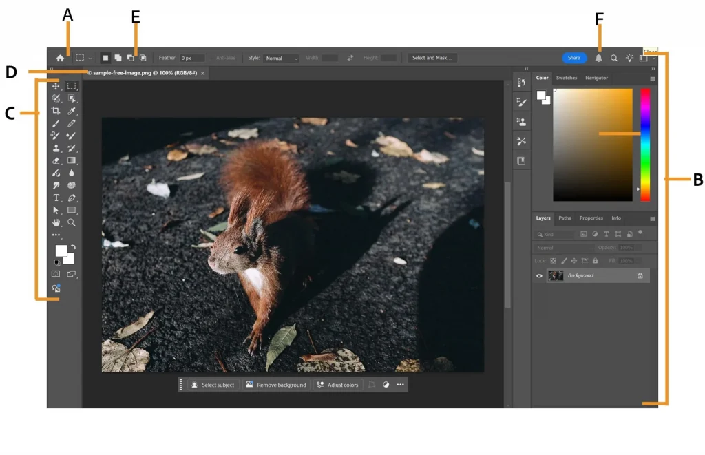 Giao diện Photoshop với thanh công cụ và bảng Layers