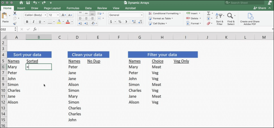 Excel với tính năng mảng động trong bộ ứng dụng Microsoft
