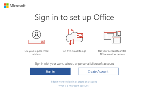 Đăng nhập tài khoản để thiết lập Office