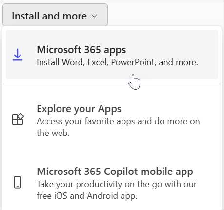 Cài ứng dụng Microsoft 365 bằng tài khoản tổ chức