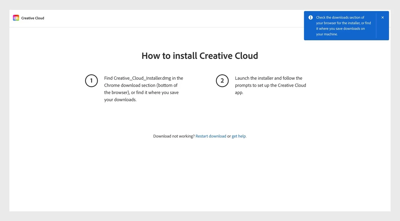 Trang Adobe tải Creative Cloud Desktop