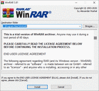 Cửa sổ cài đặt WinRAR trên Windows