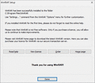 Màn hình hoàn tất cài đặt WinRAR